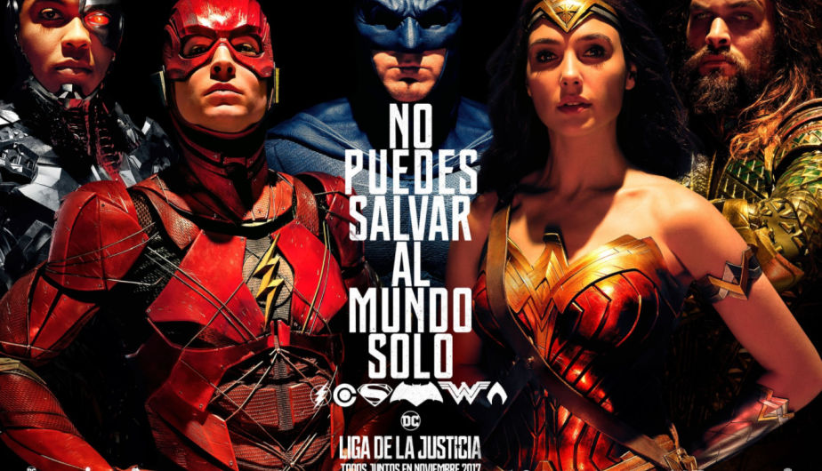 liga de la justicia poster comic con las cosas felices