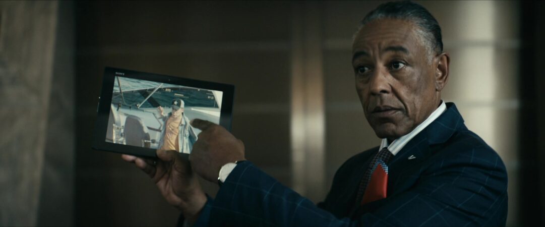 Giancarlo Esposito as Stan Edgar using Sony Xperia Android Tablet in The Boys S02E03 TV Show scaled